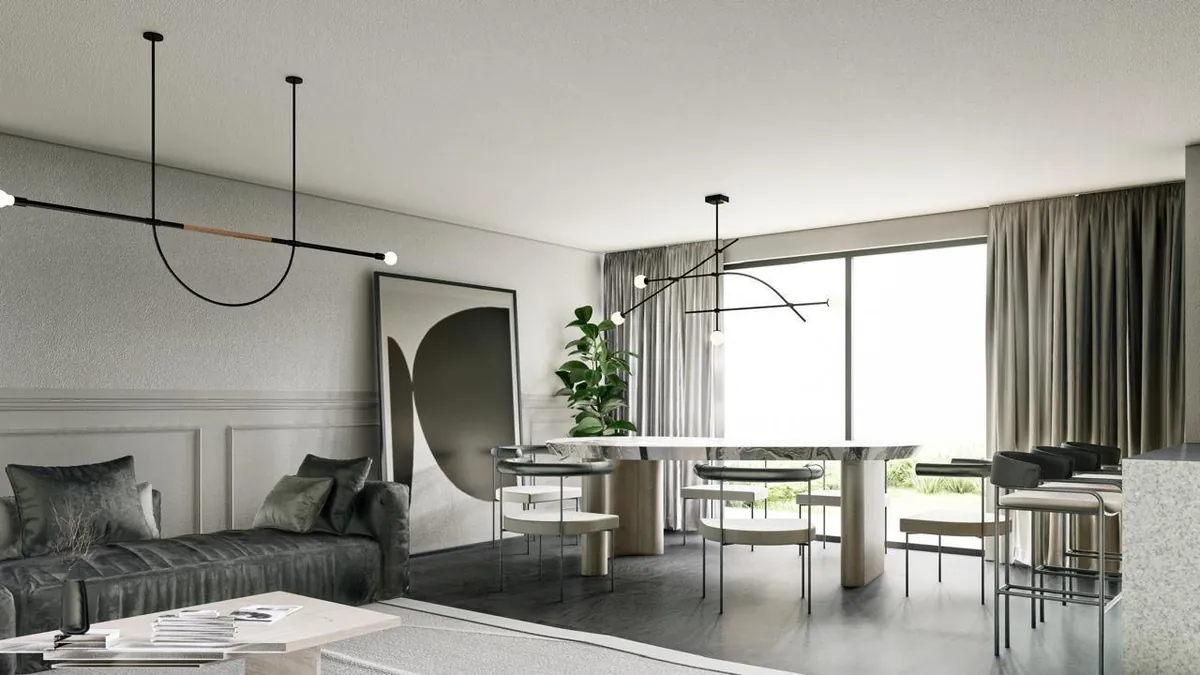 Sala-comedor de la Casa Laurel en Zona Country, Villahermosa (imagen ilustrativa)
