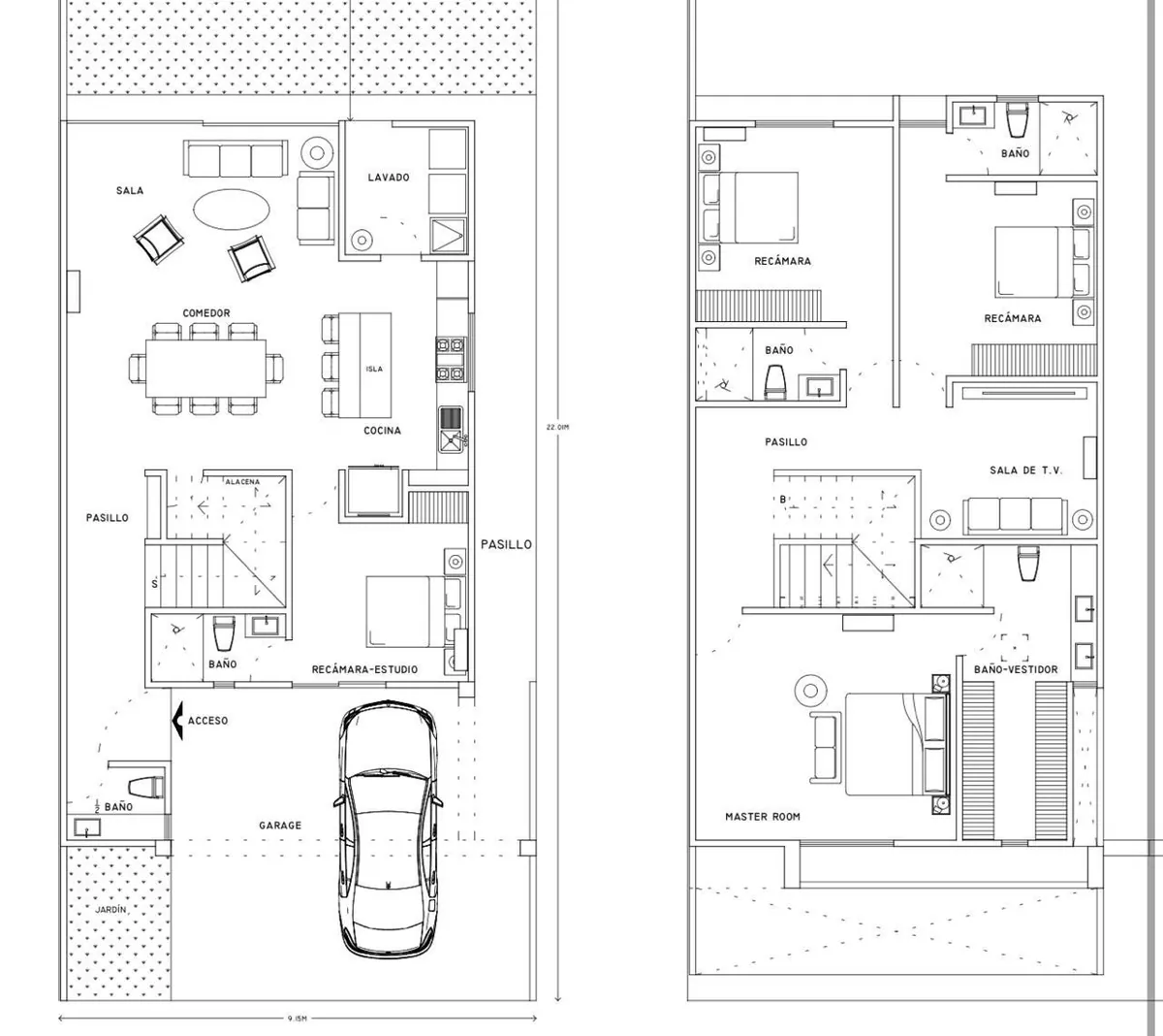 Distribución de la Casa Laurel en Zona Country, Villahermosa (imagen ilustrativa)